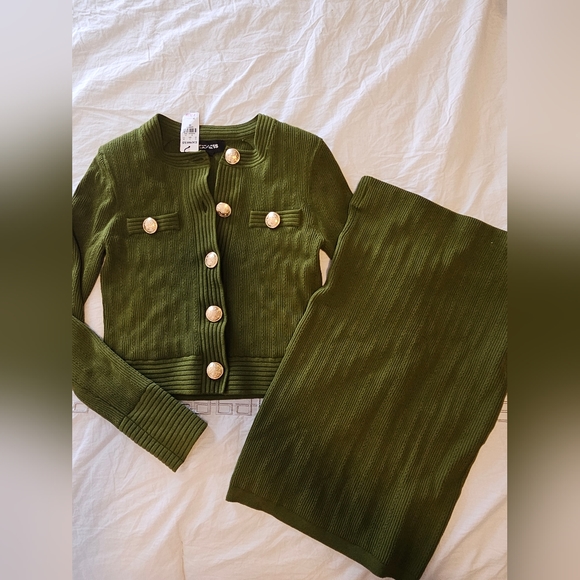 Express green skirt sweater set nwt XS bodycon - Picture 5 of 14